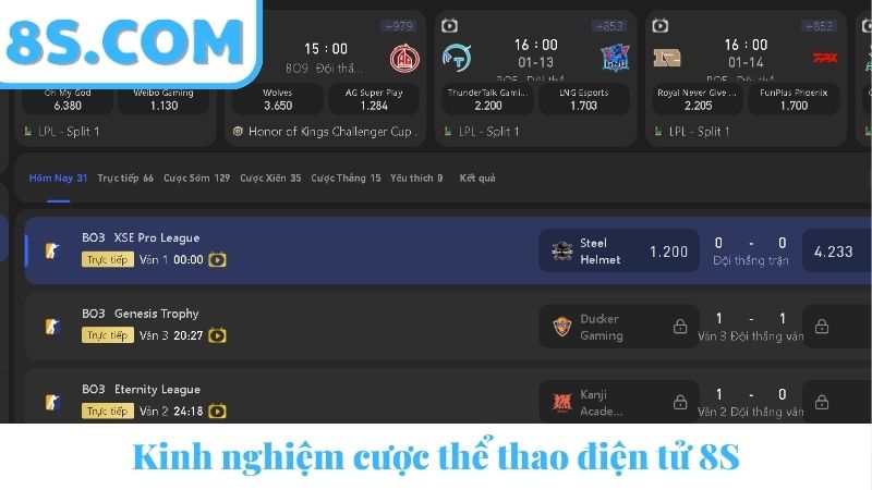 Kinh nghiệm cược 8S Esports